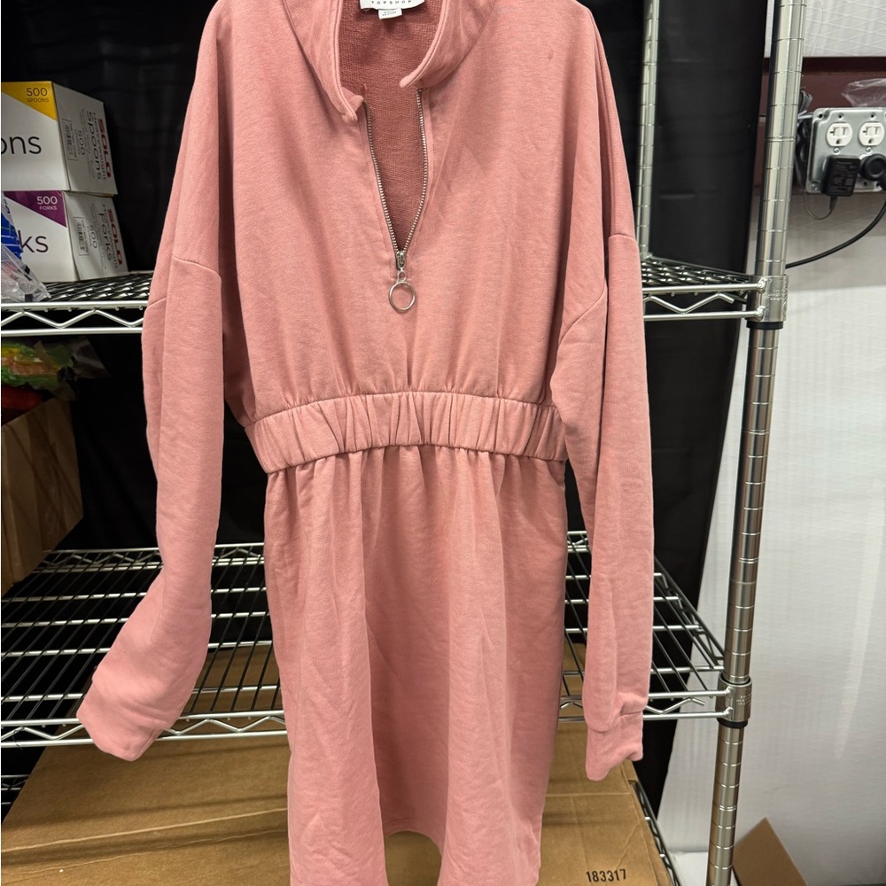 Topshop Dusty Pink Long Sleeve Dress